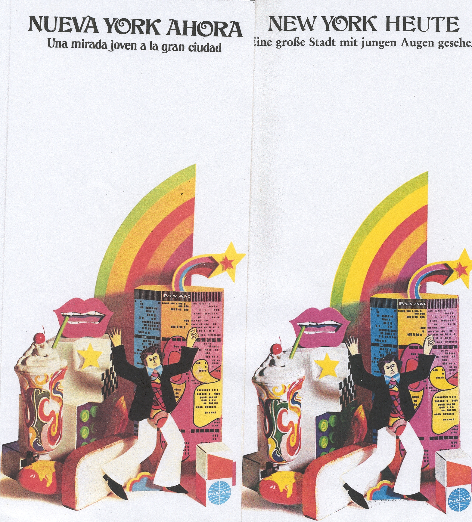 Sample brochure covers promoting New York in Spanish from the early 1970s